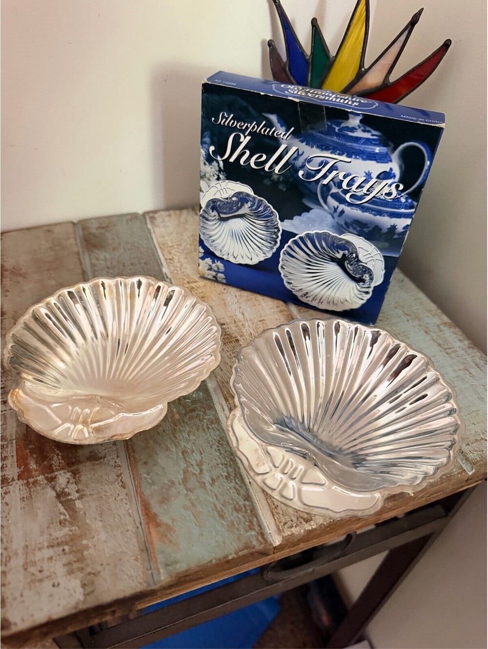 Hampshire Silversmiths Silver-plated Shell Trays Set of 2 with Box